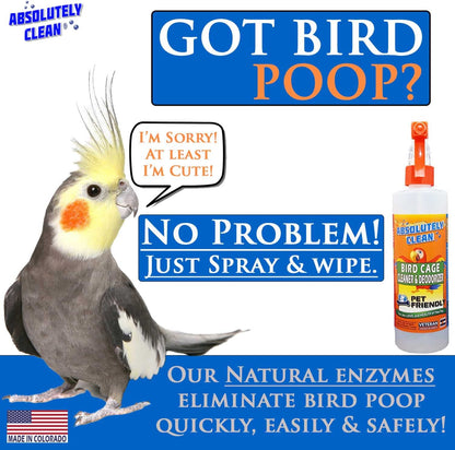 Amazing Bird Cage Cleaner and Deodorizer - Just Spray/Wipe - Safely & Easily Removes Bird Messes Quickly and Easily - Made in the USA