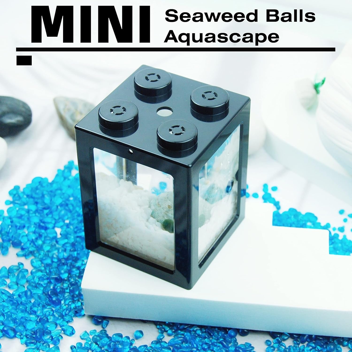 Small Betta Fish Tank, Mini Fish Tank Row Aquarium Stackable Cube Tank with Fish Tank Decor, Ant Feeding Case Mini Reptile Row Box,3.54Inch X 3.54Inch X 4.33Inch