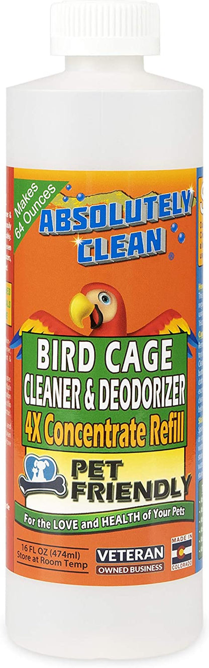 Amazing Bird Cage Cleaner and Deodorizer - Just Spray/Wipe - Safely & Easily Removes Bird Messes Quickly and Easily - Made in the USA